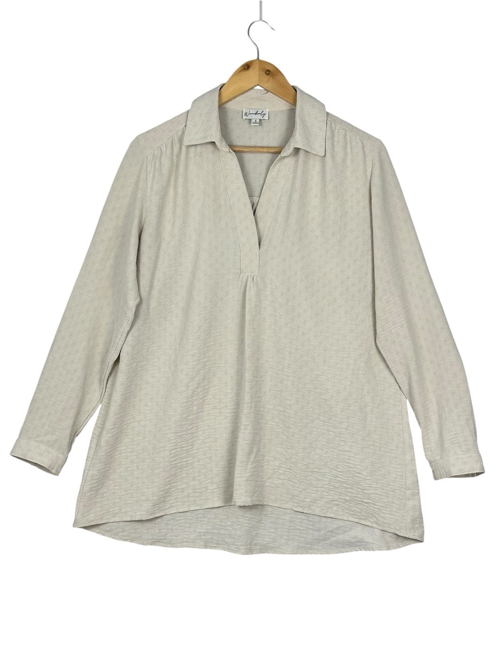 Wonderly Women’s beige Long Sleeve Loose Fit Blouse Size S